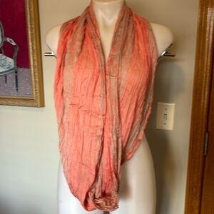 Silk/Cotton Inifinty Scarf.  Peach and Tan